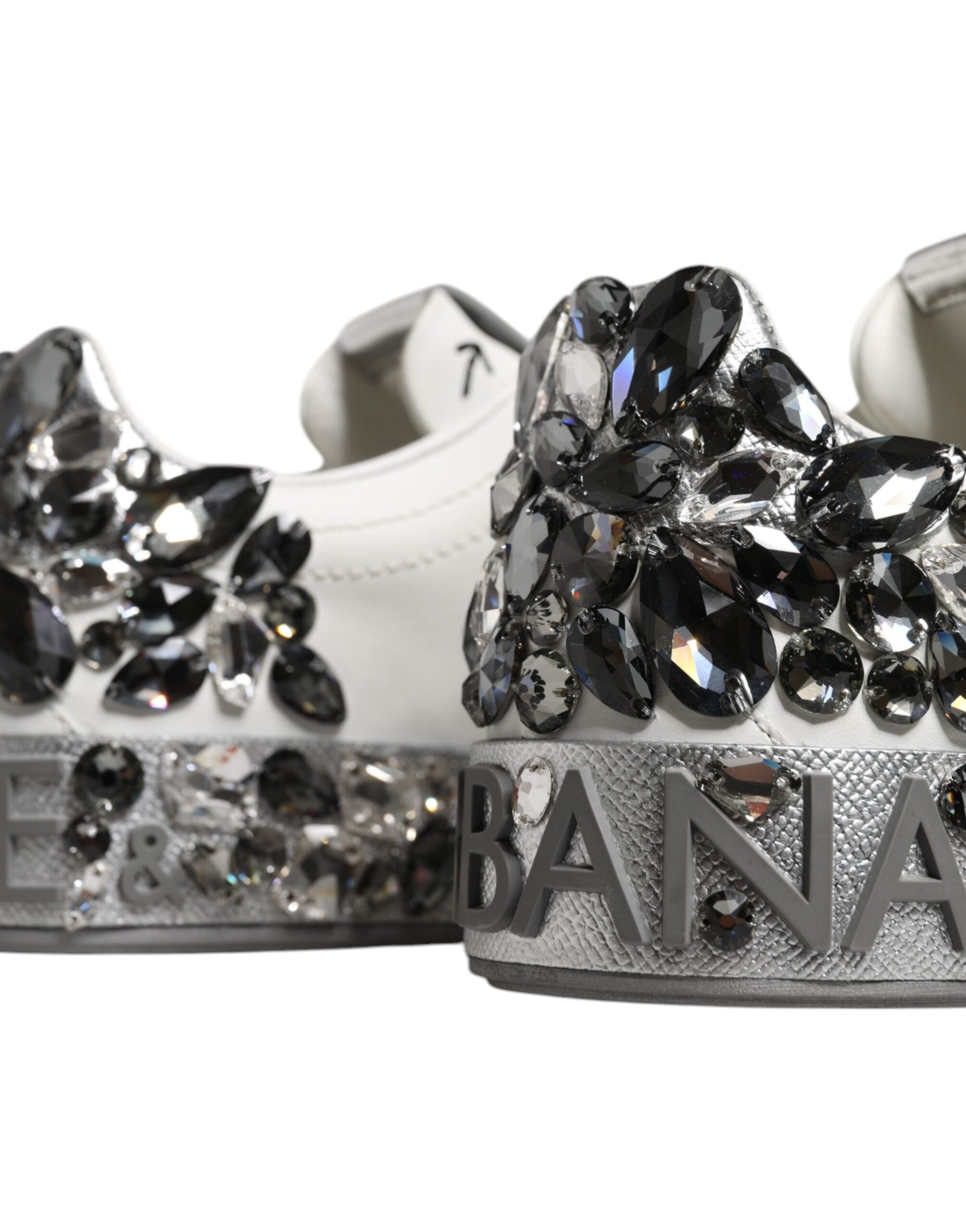 White Crystal Logo Portofino Sneakers Shoes