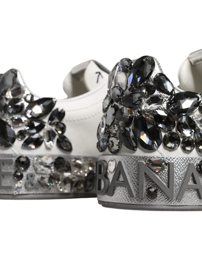 White Crystal Logo Portofino Sneakers Shoes
