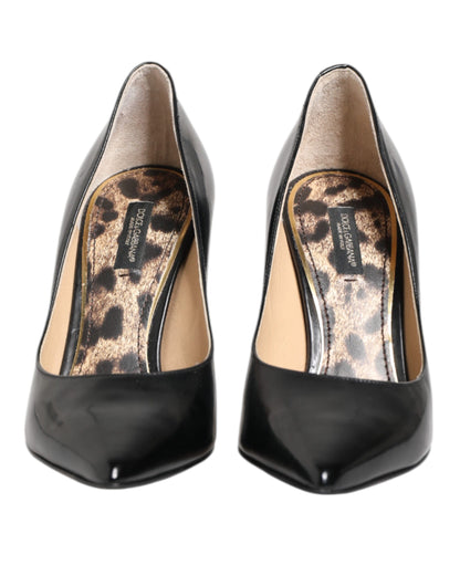 Black Calf Leather Stiletto Heels Pumps Shoes