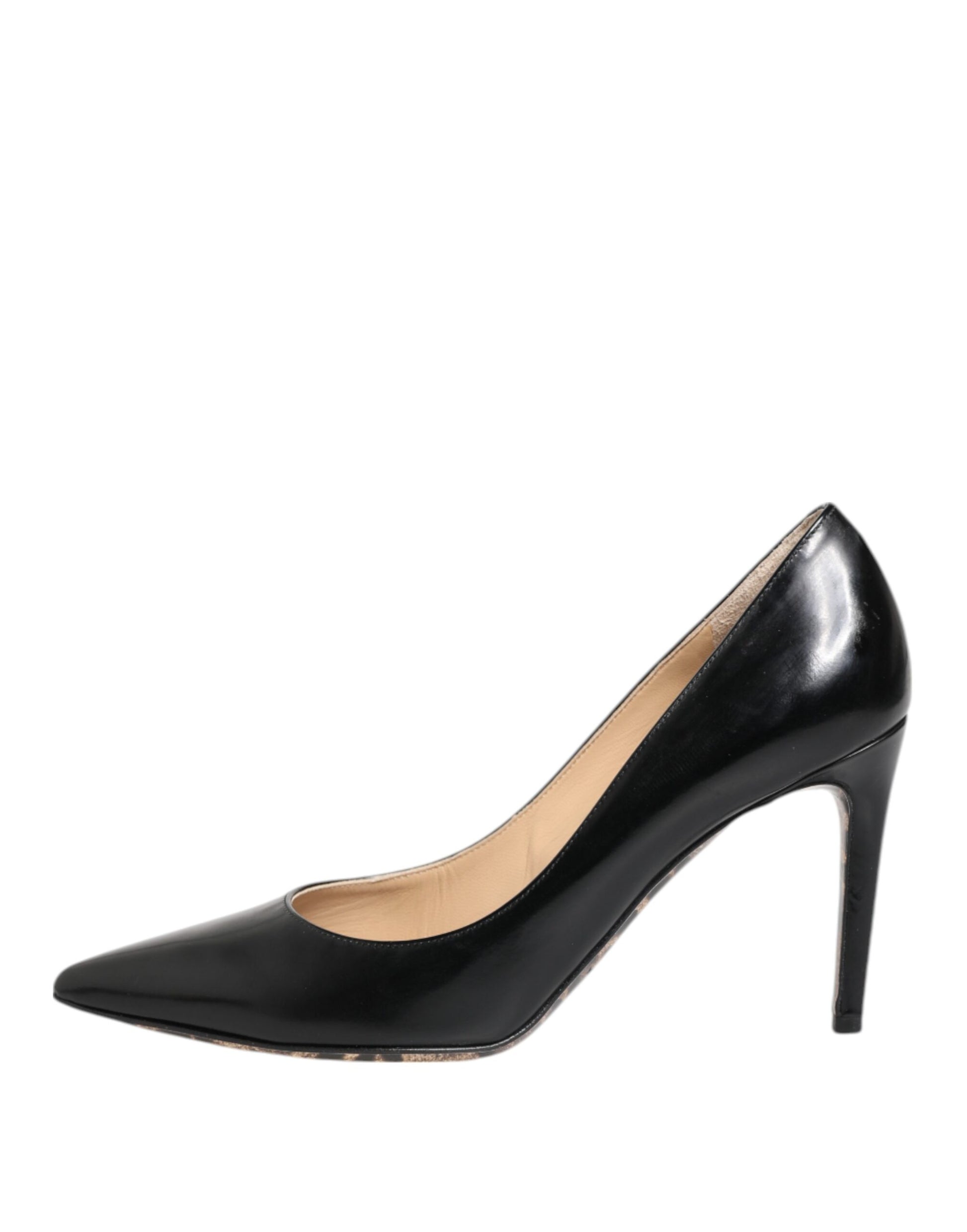 Black Calf Leather Stiletto Heels Pumps Shoes