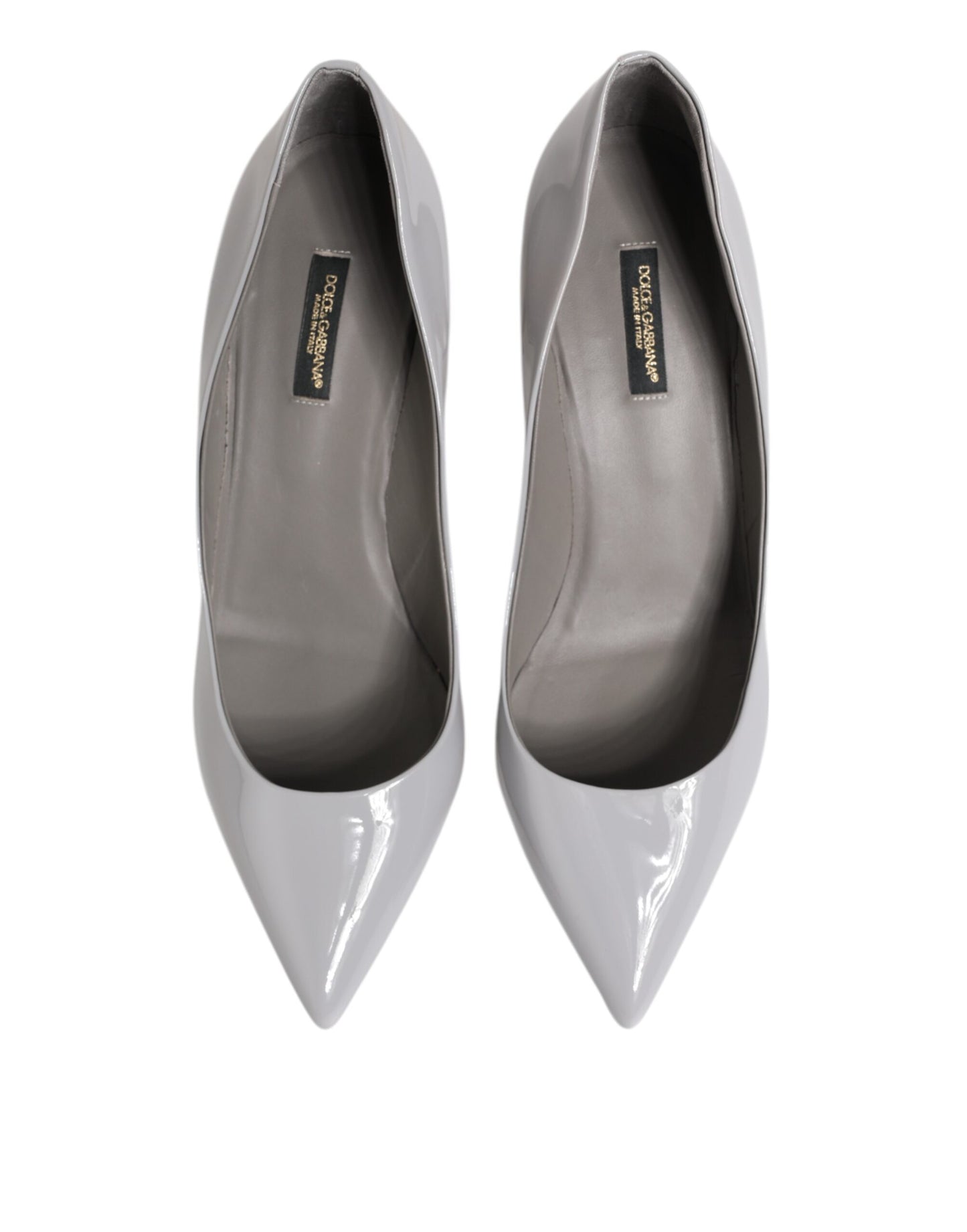 Light Gray Leather Kitten Heels Pumps Shoes