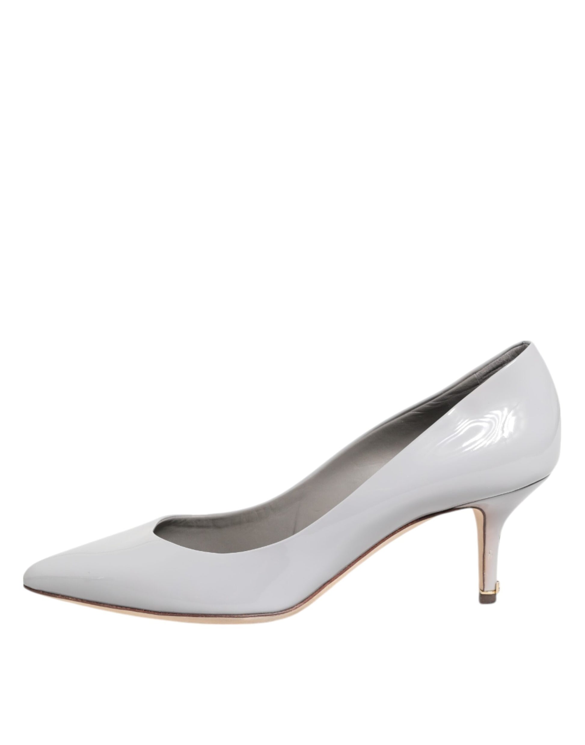 Light Gray Leather Kitten Heels Pumps Shoes