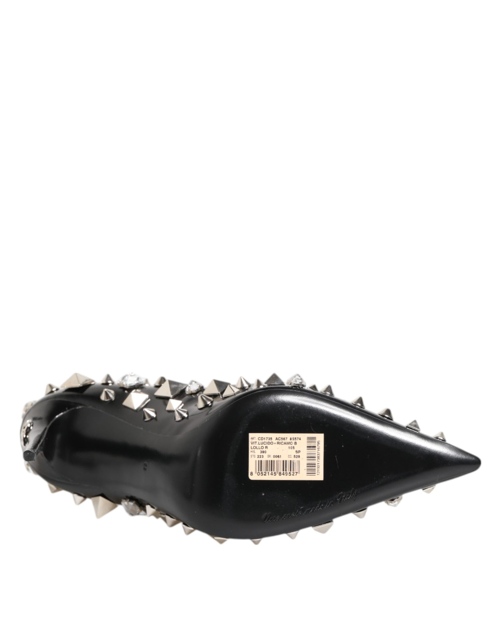 Black Crystals Studs Stiletto Pumps Shoes
