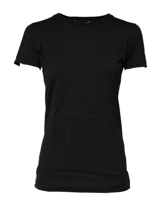 Black Short Sleeves Crew Neck Top T-shirt
