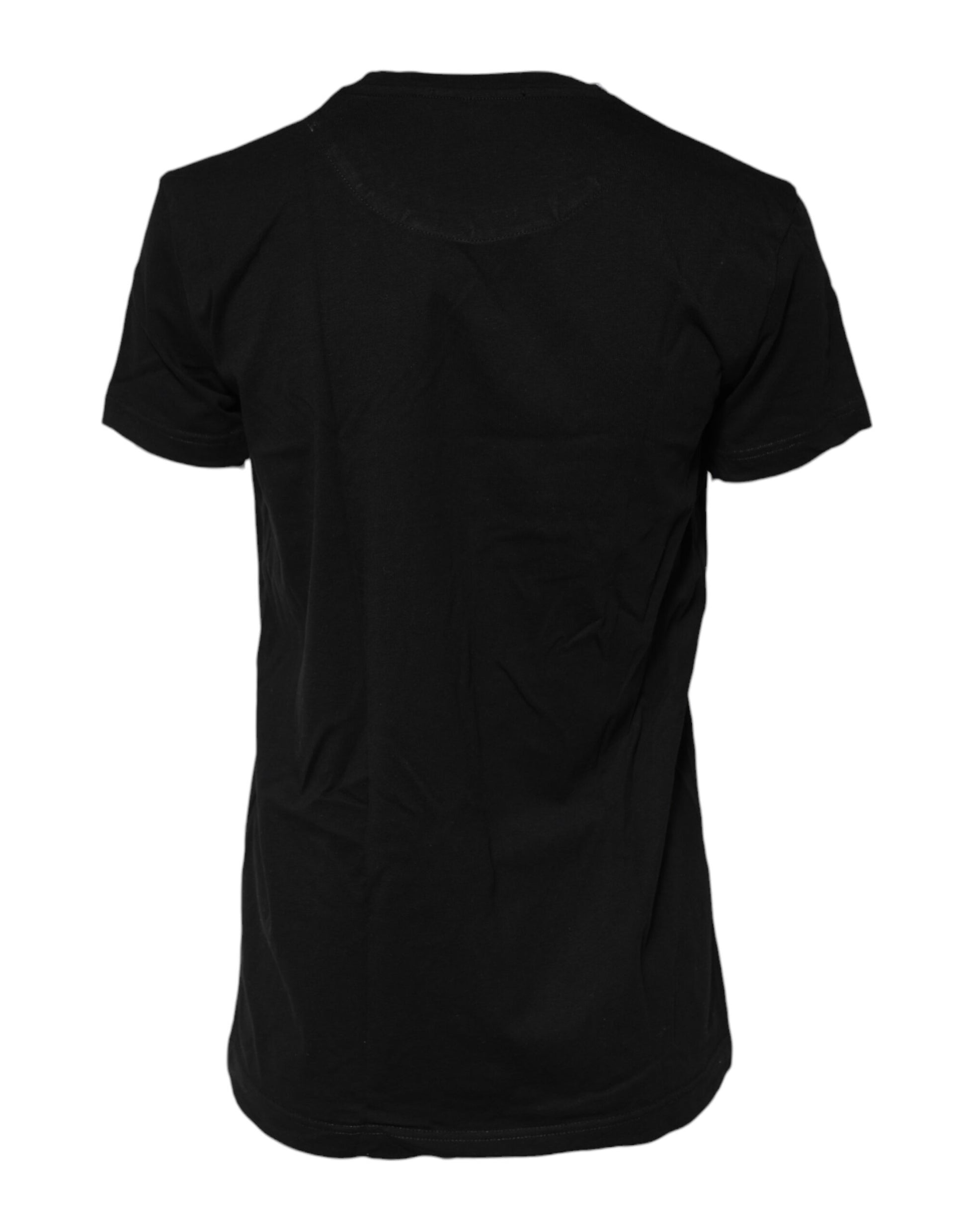 Black Cotton Short Sleeves Crew Neck T-shirt