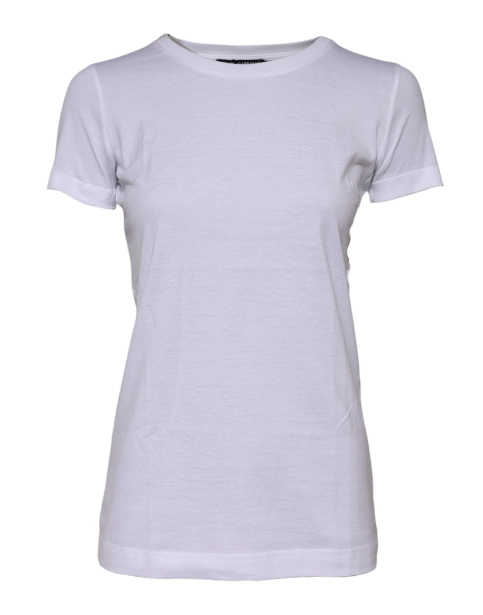 White Cotton Crew Neck Short Sleeves T-shirt
