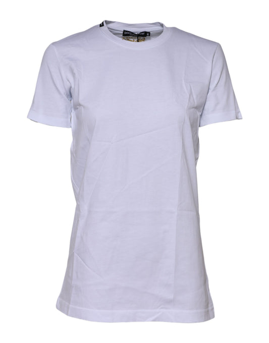 White Cotton Short Sleeves Crew Neck T-shirt