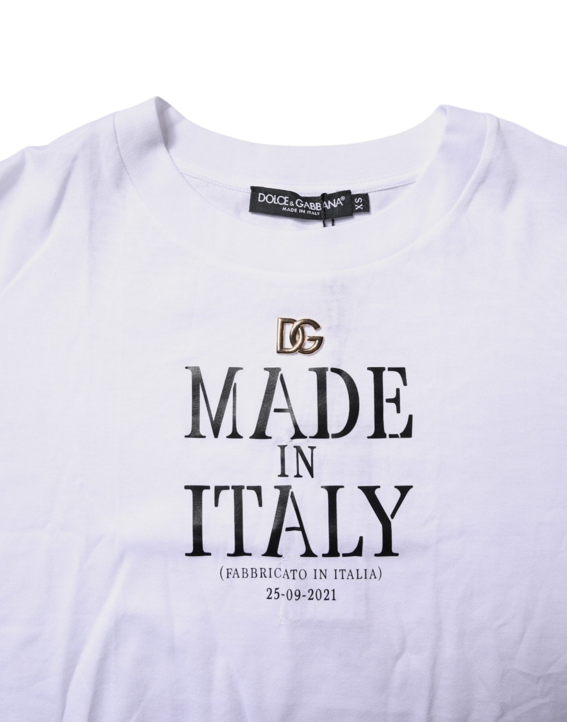White Short Sleeves DG Logo Print Top T-shirt