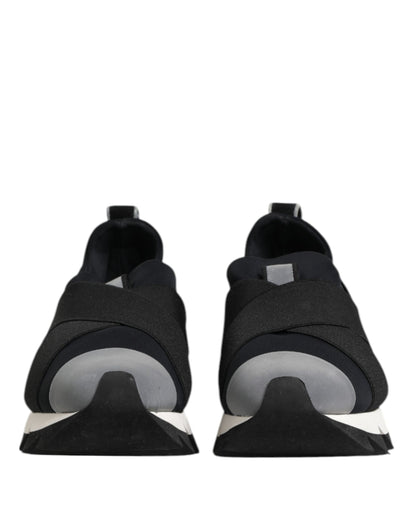 Black Neoprene Stretch Shark Sneakers Shoes