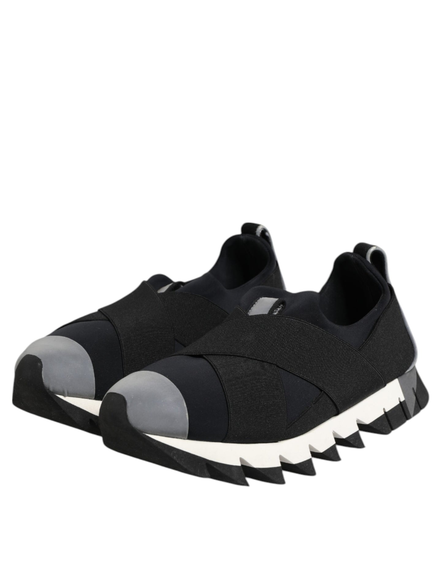 Black Neoprene Stretch Shark Sneakers Shoes