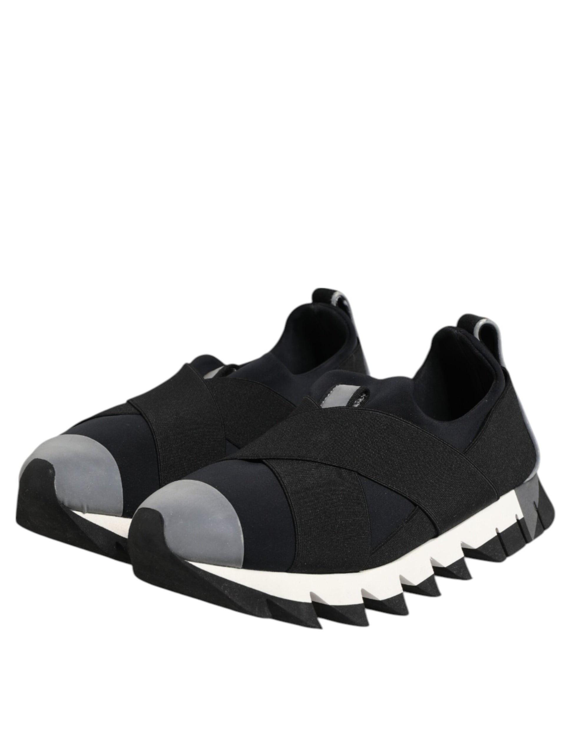 Black Neoprene Stretch Shark Sneakers Shoes