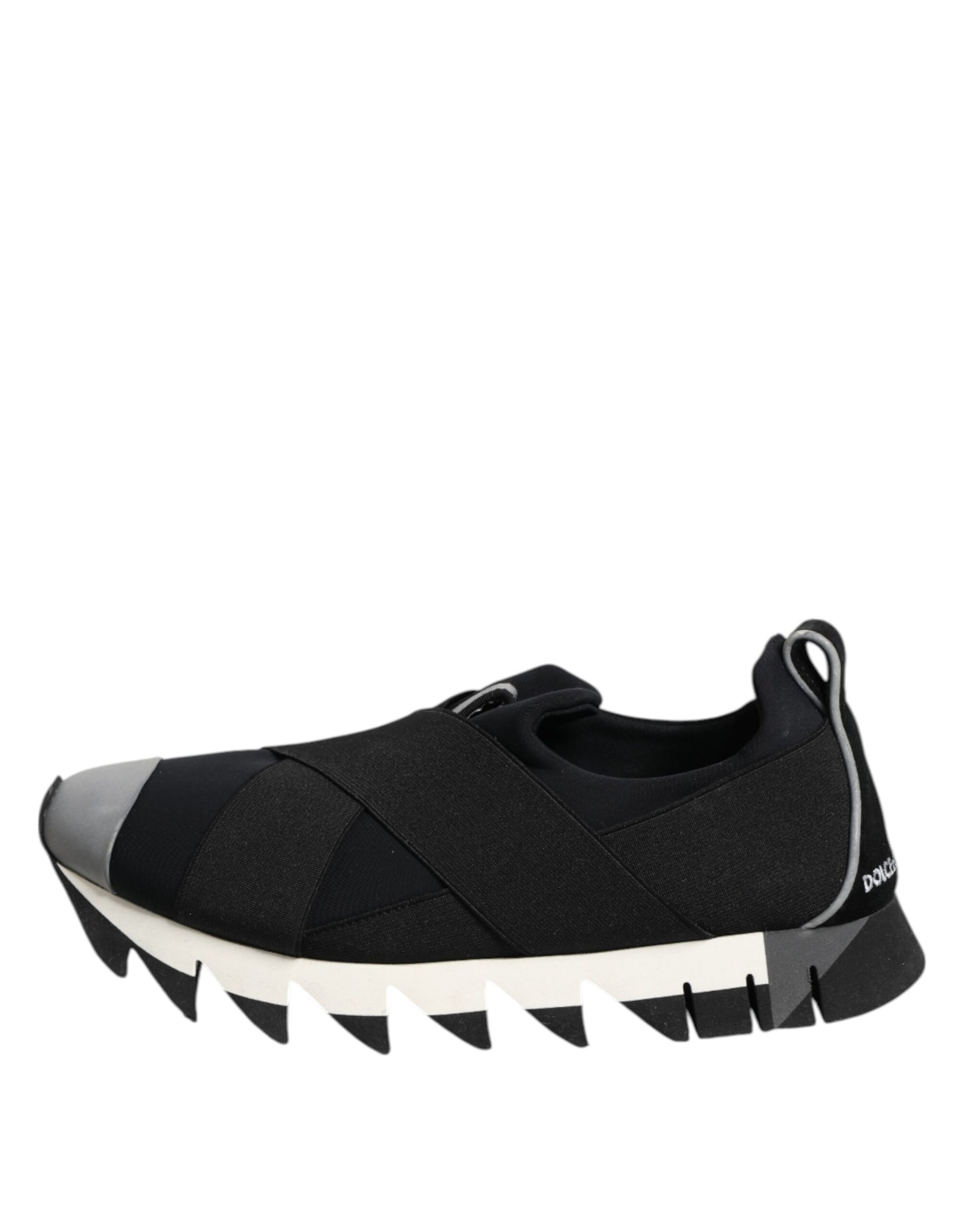 Black Neoprene Stretch Shark Sneakers Shoes