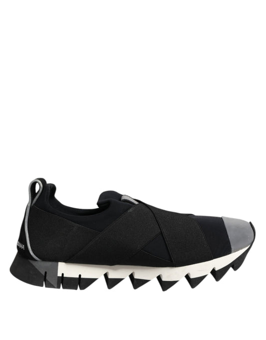 Black Neoprene Stretch Shark Sneakers Shoes