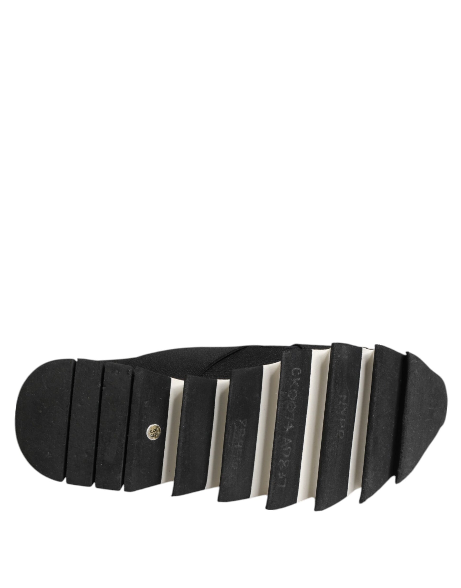Black Neoprene Stretch Shark Sneakers Shoes