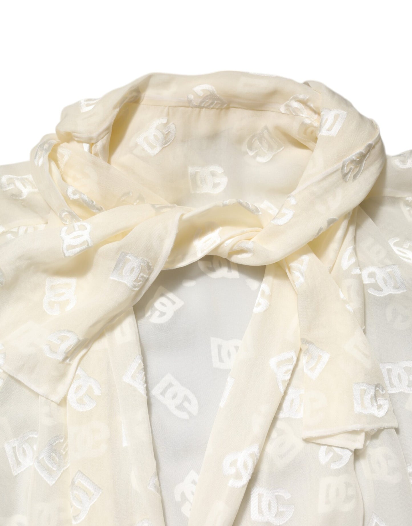 Off White Logo Monogram Ascot Collar Top