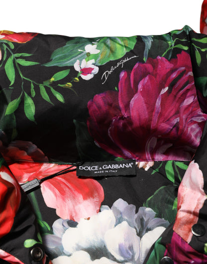 Multicolor Floral Hooded Puffer Coat Jacket