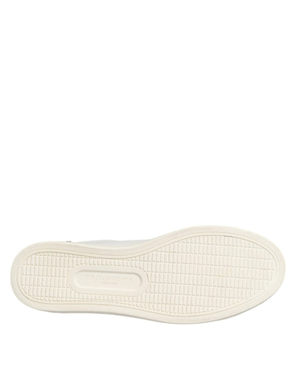 White Black Leather Low Top Sneakers Shoes