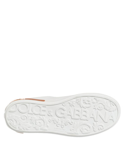 White Orange Leather Low Top Sneakers Shoes