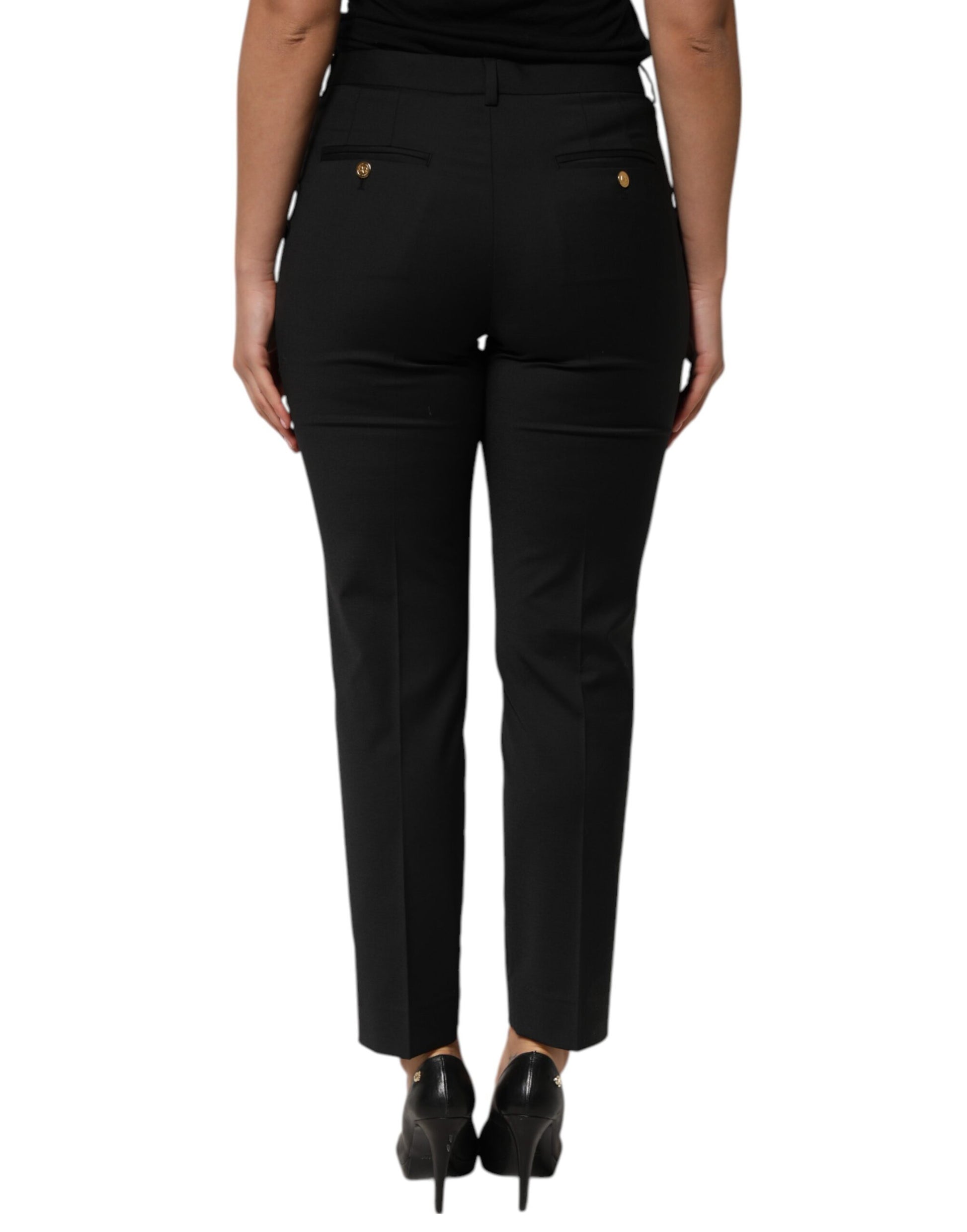Black Polyester Tapered Women Trouser Pants