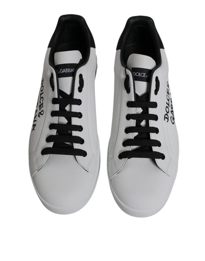 White Black Leather Portofino Sneaker
