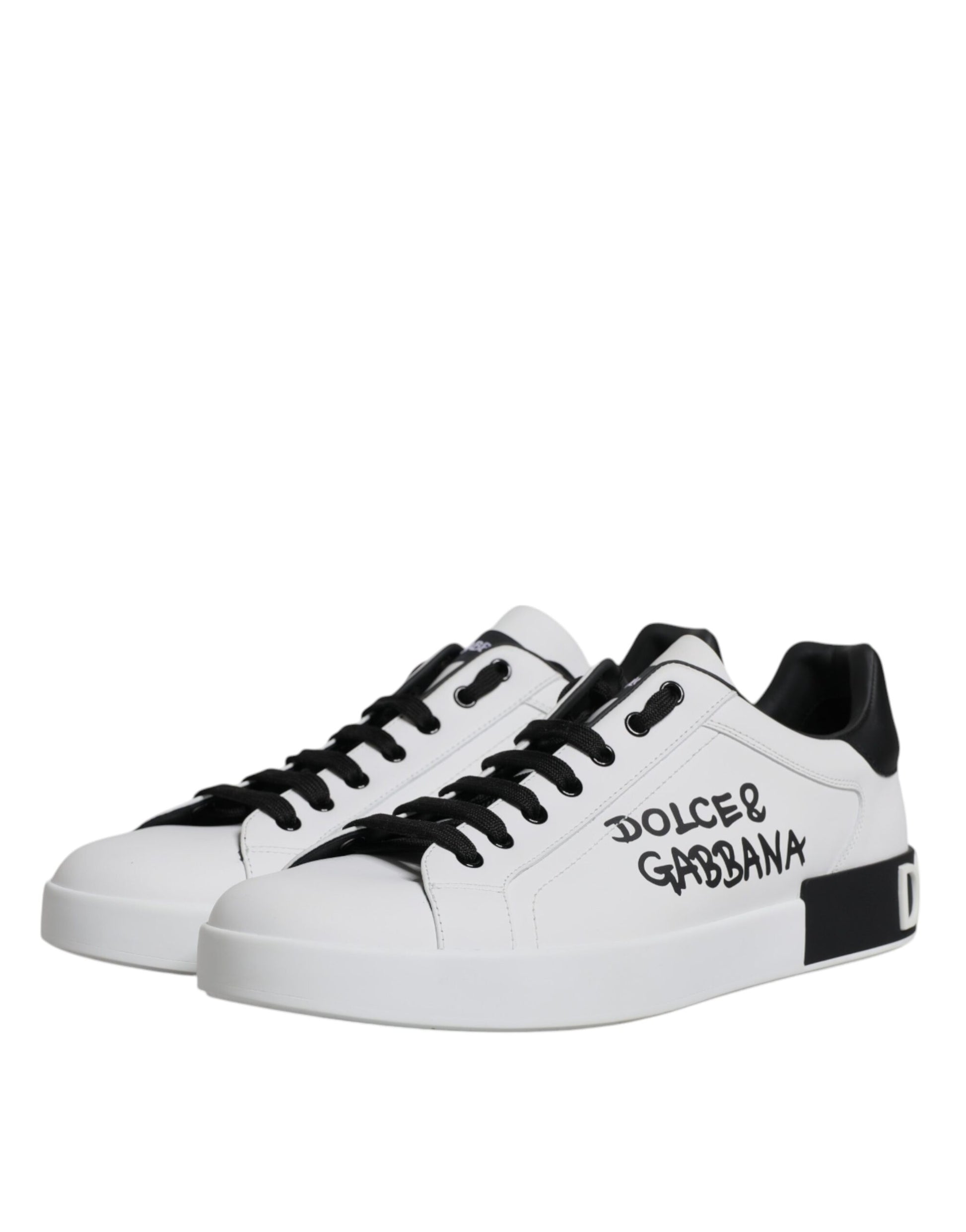 White Black Leather Portofino Sneaker