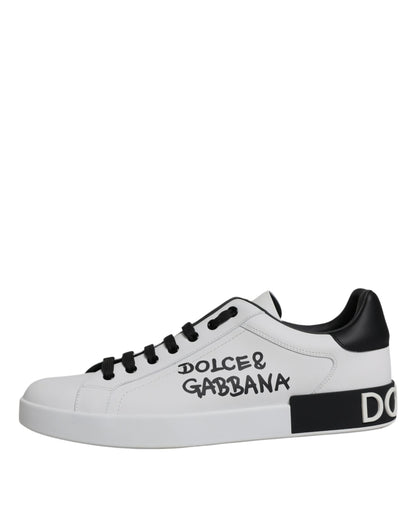White Black Leather Portofino Sneaker
