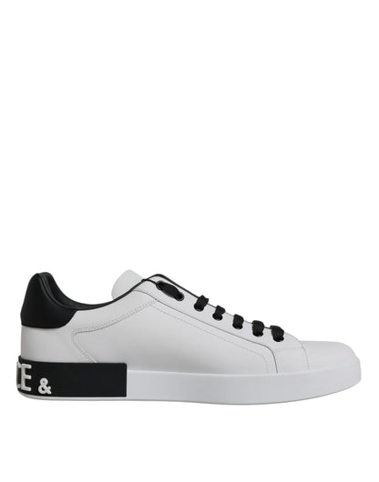 White Black Leather Portofino Sneaker
