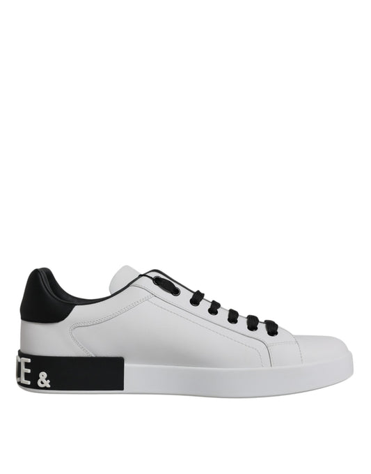 White Black Leather Portofino Sneaker