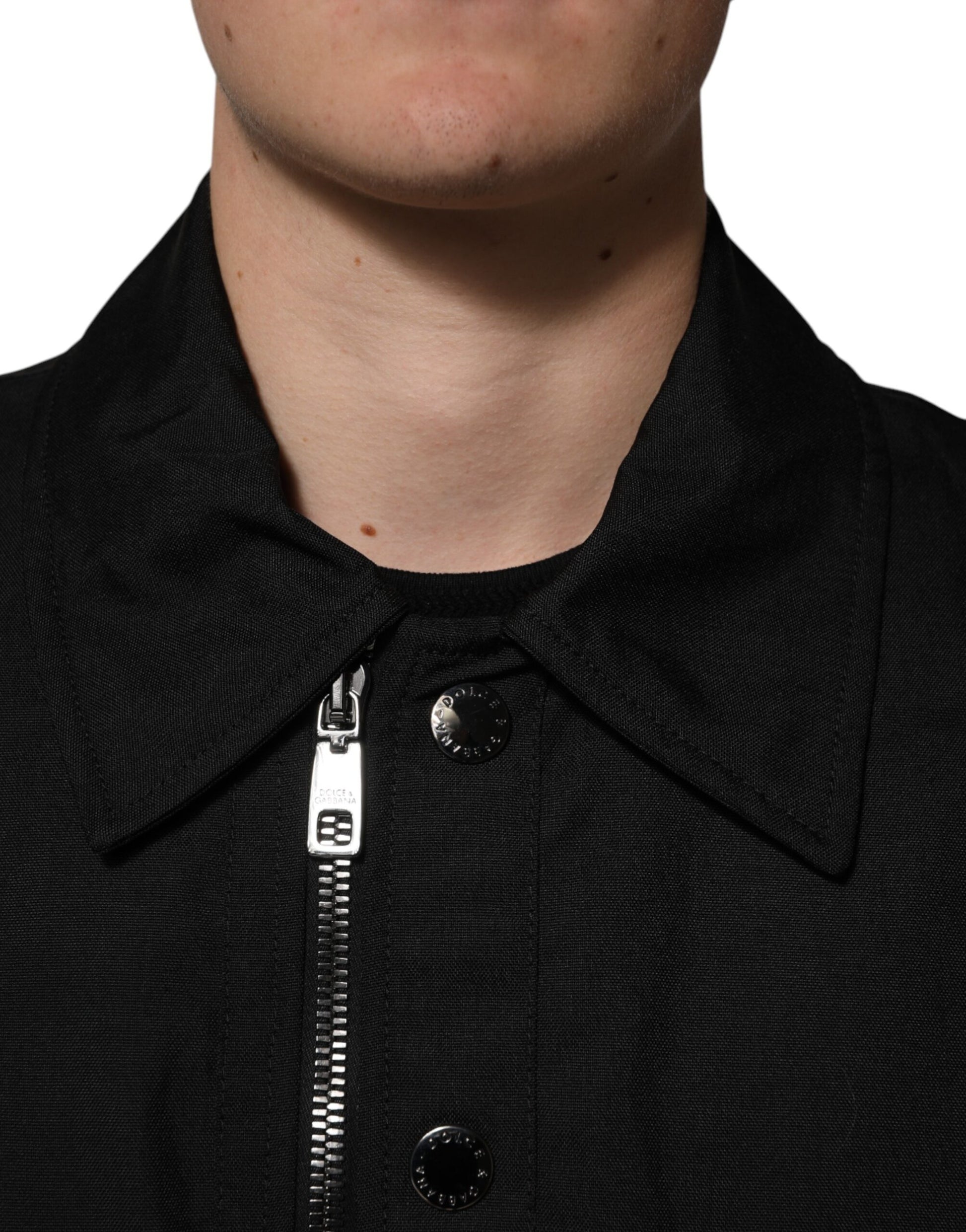 Black Patch Pocket Full Zip Bomber Jacket
