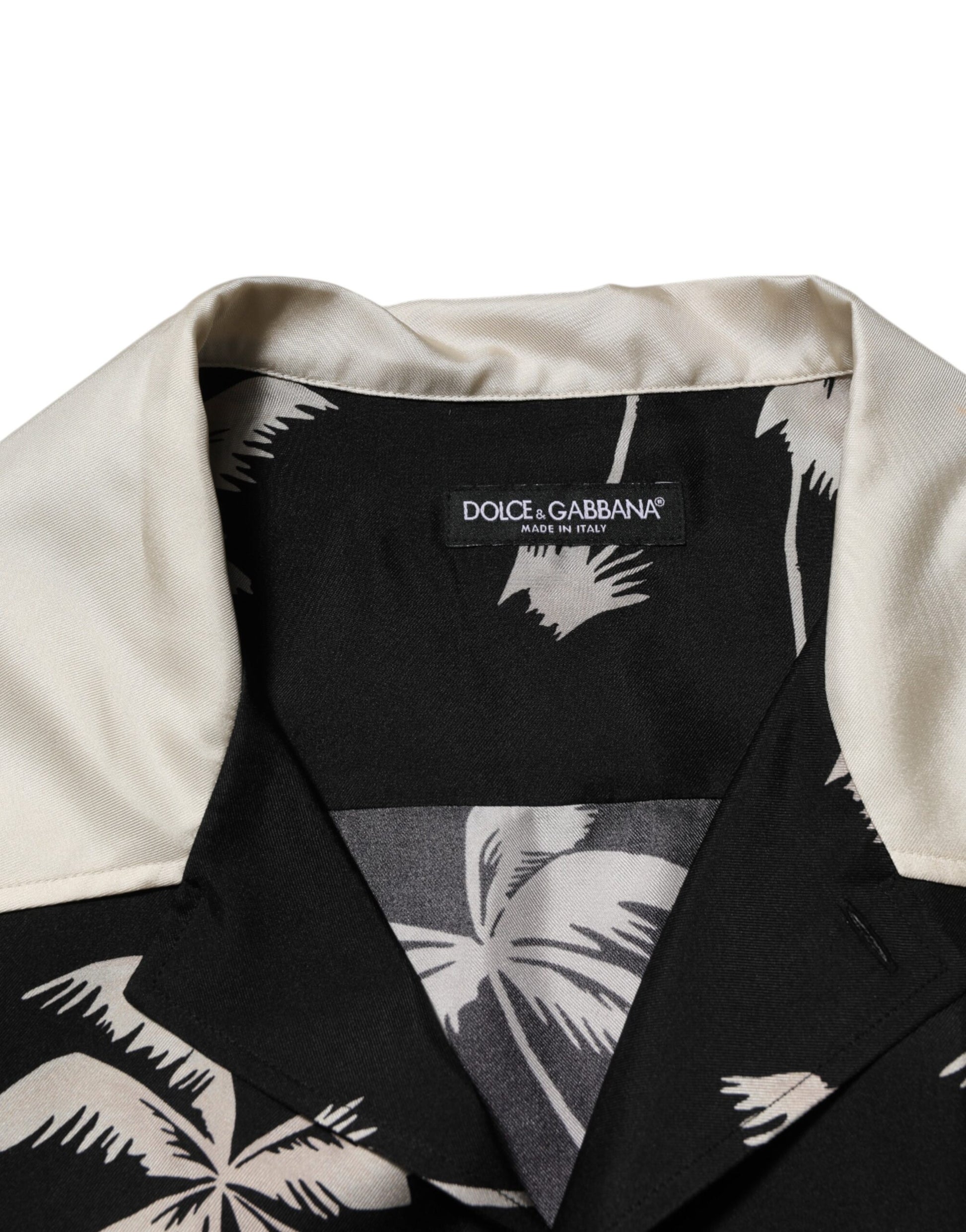Black Printed Silk Short Sleeves Casual Shirt
