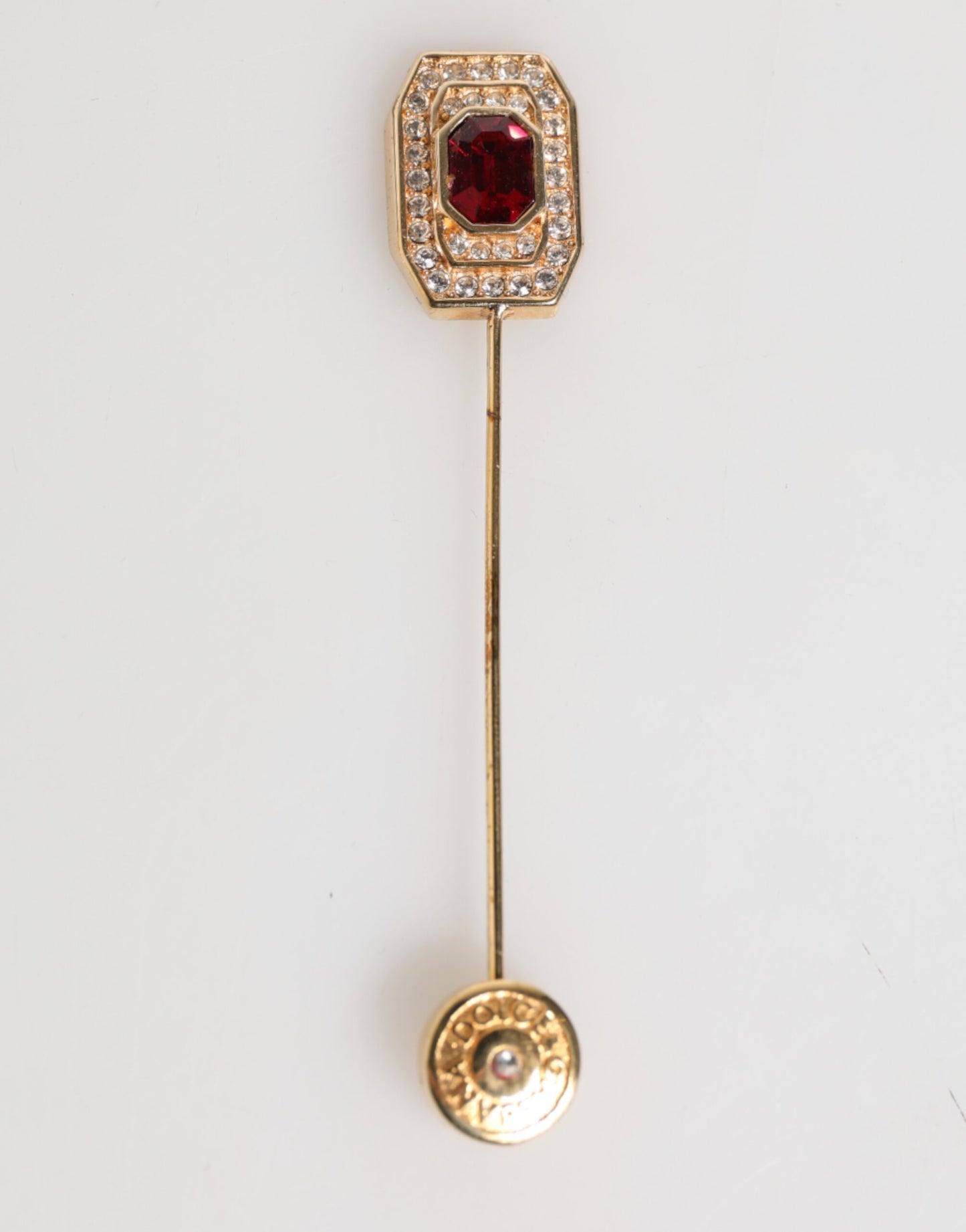 Rhinestone Embellished Sterling Silver Collar Brooch Pin