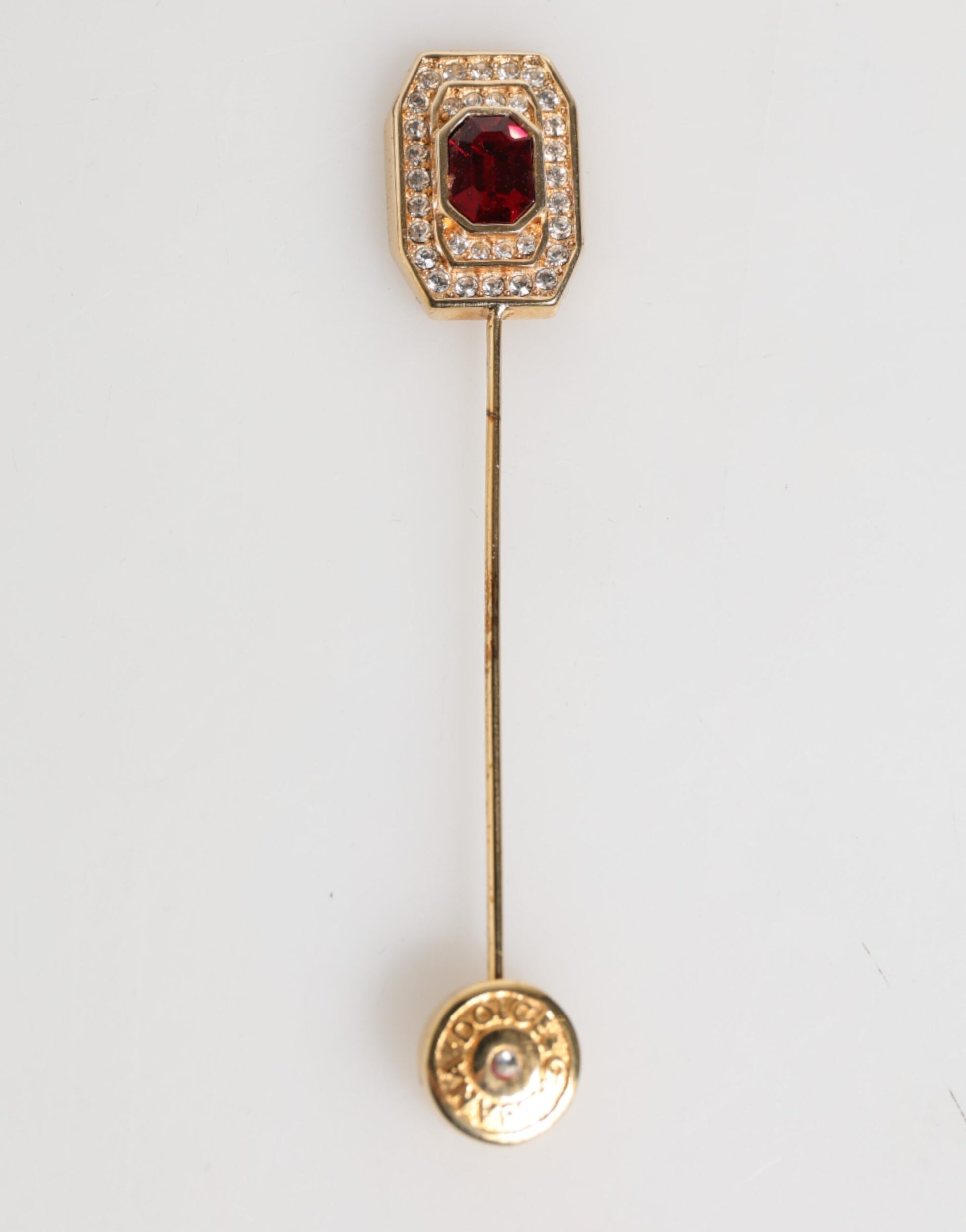 Rhinestone Embellished Sterling Silver Collar Brooch Pin