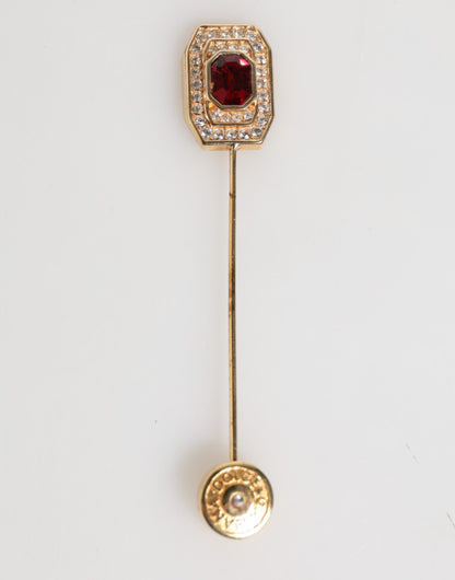 Rhinestone Embellished Sterling Silver Collar Brooch Pin