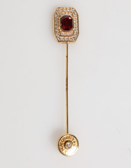 Rhinestone Embellished Sterling Silver Collar Brooch Pin