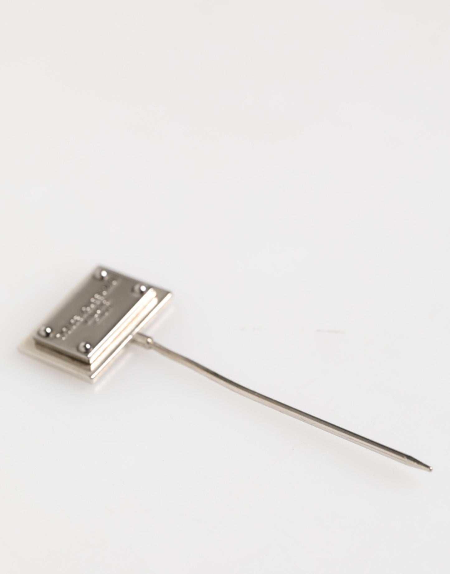 Silver Tone Logo Plaque Lapel Men Accessory Brooch Pin
