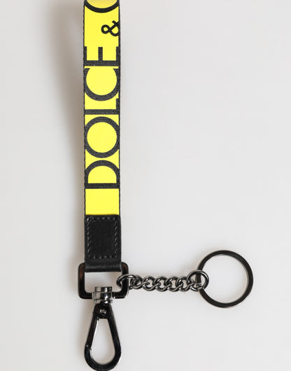 Yellow Logo Nylon Silver Brass Holder Keychain Keyring