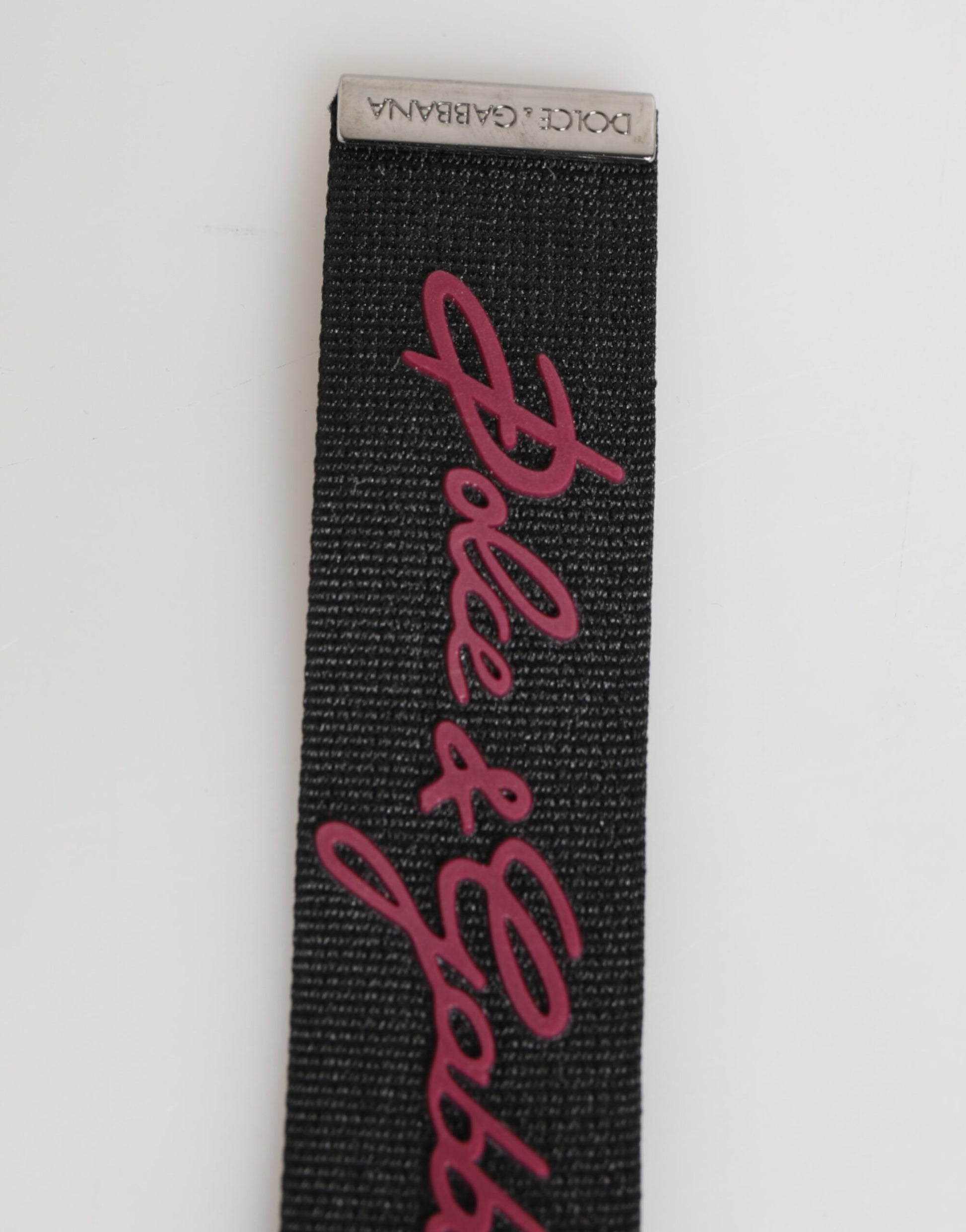 Black Red Polyester DG Logo Silver Men Keychain Keyring