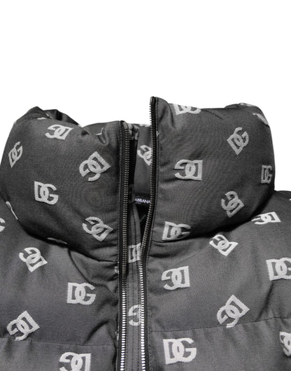 Black DG Monogram Full Zip Puffer Men Jacket