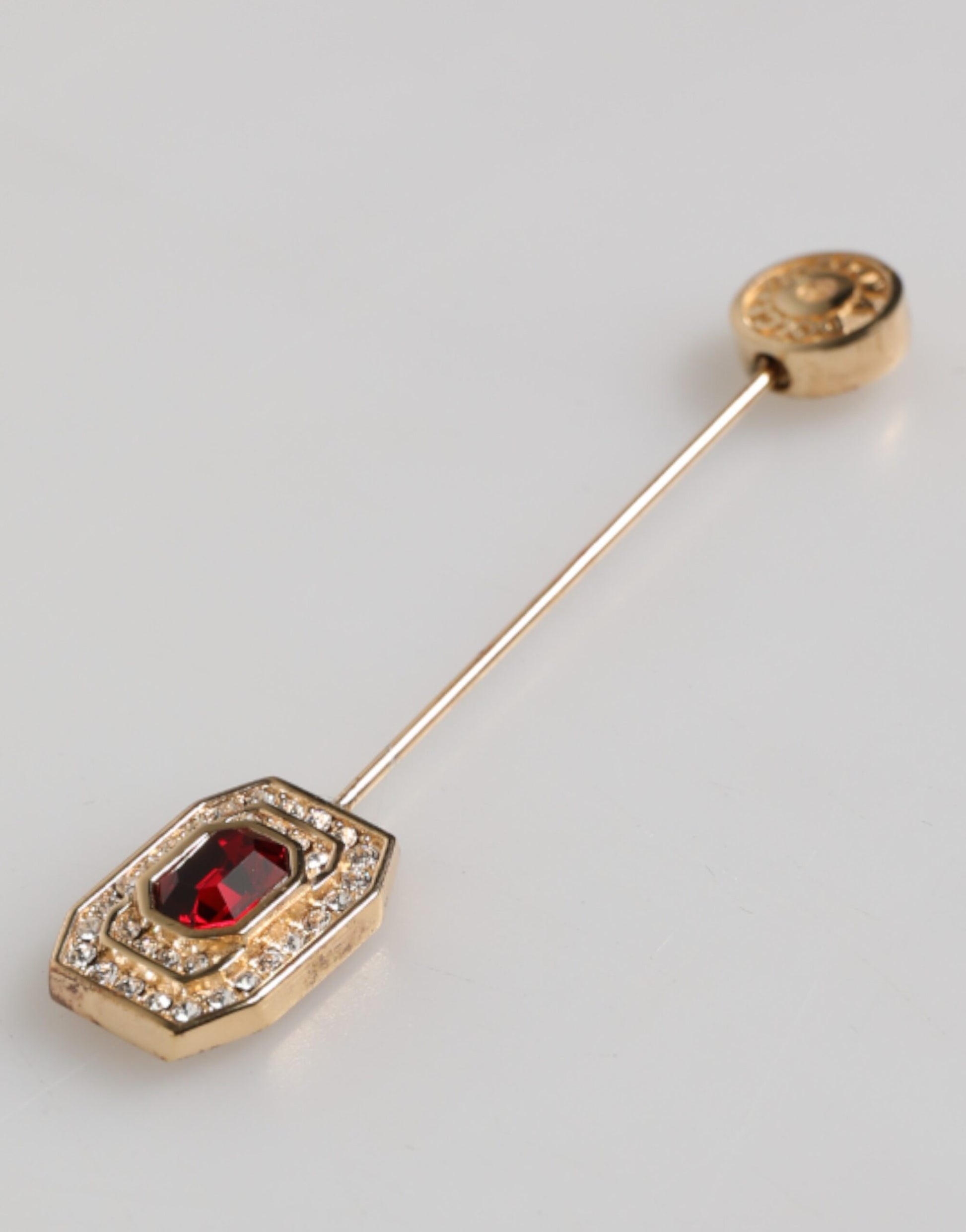 Rhinestone Embellished Sterling Silver Collar Brooch Pin