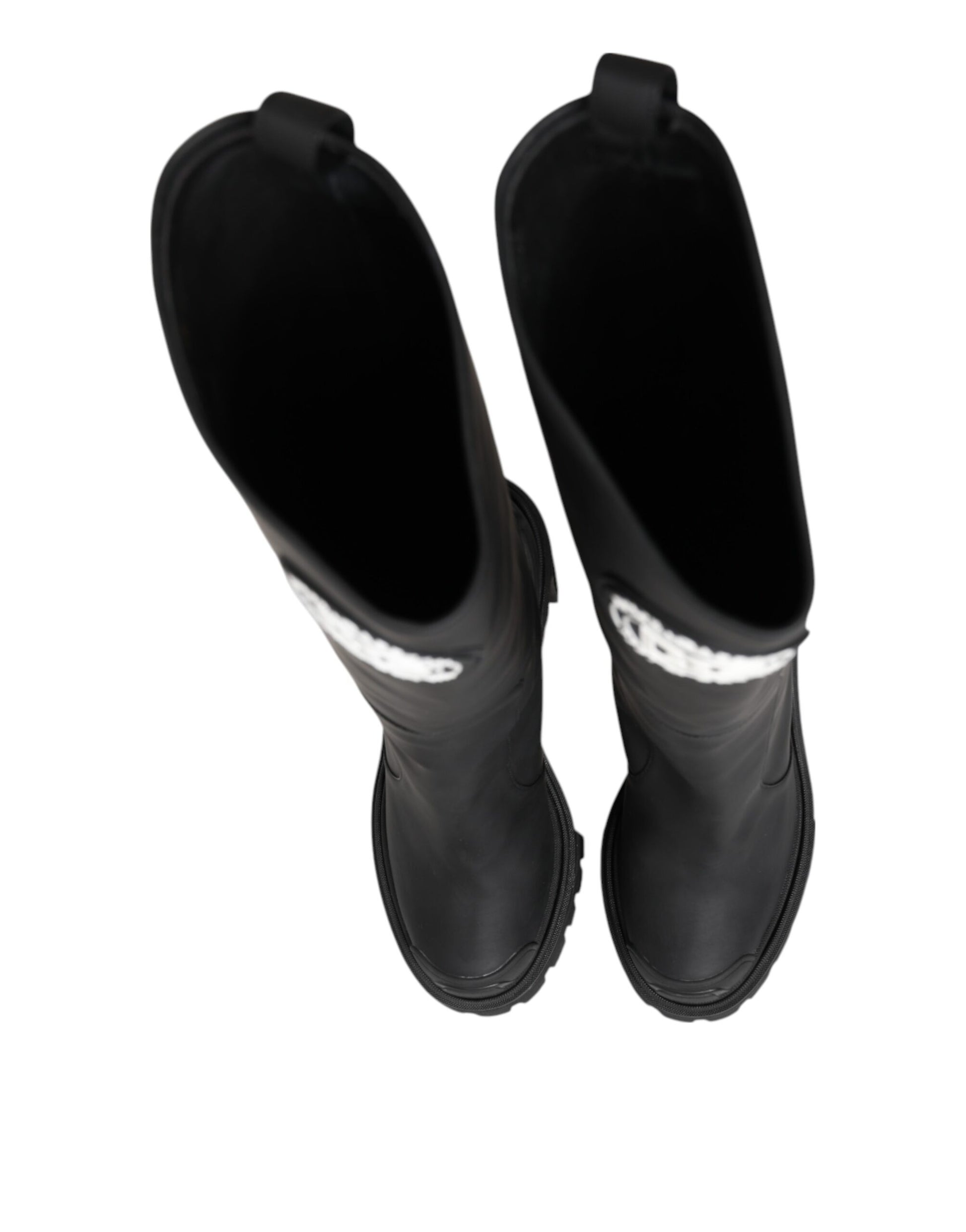 Black DG Logo Trekking Knee High Boots Shoes