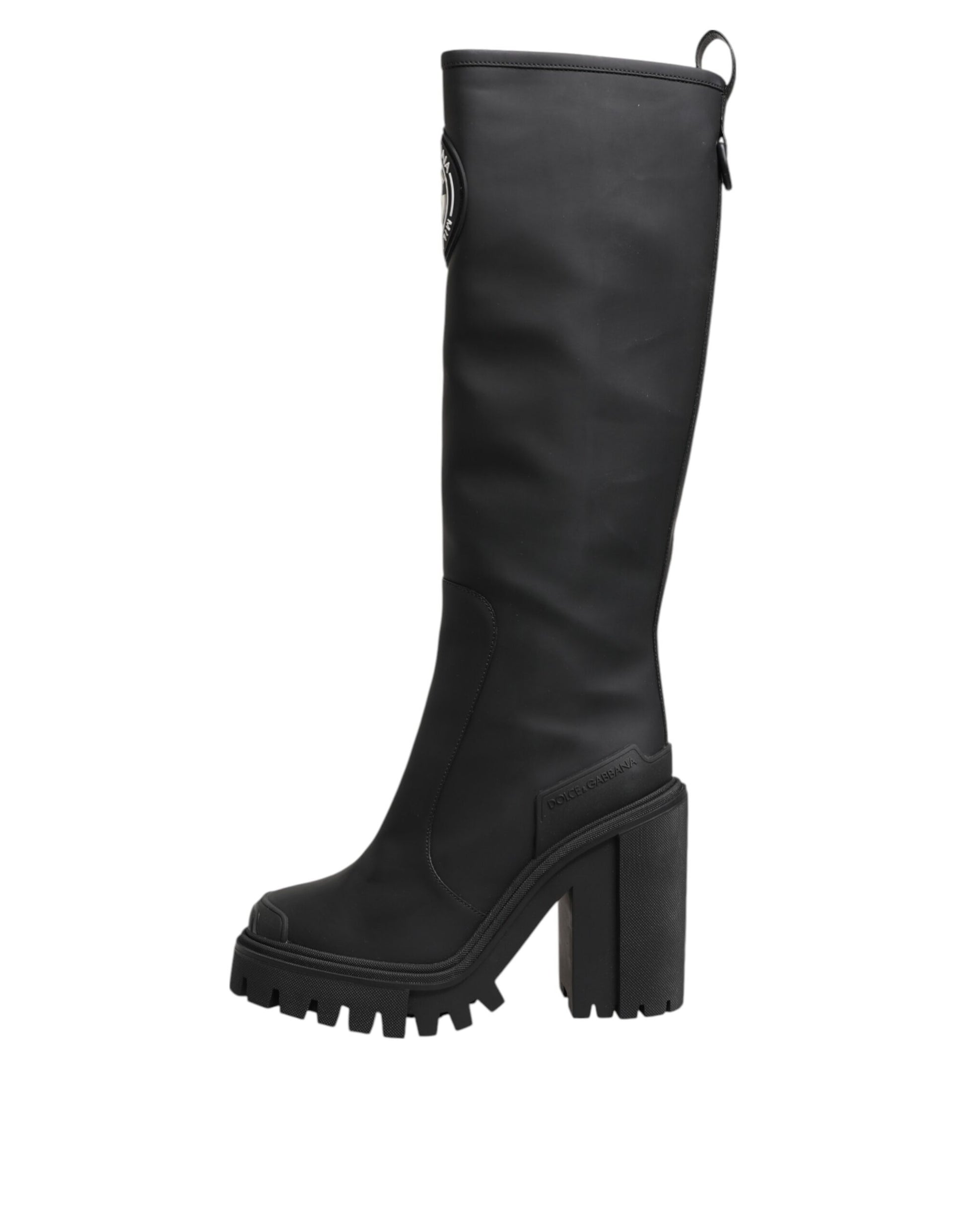 Black DG Logo Trekking Knee High Boots Shoes