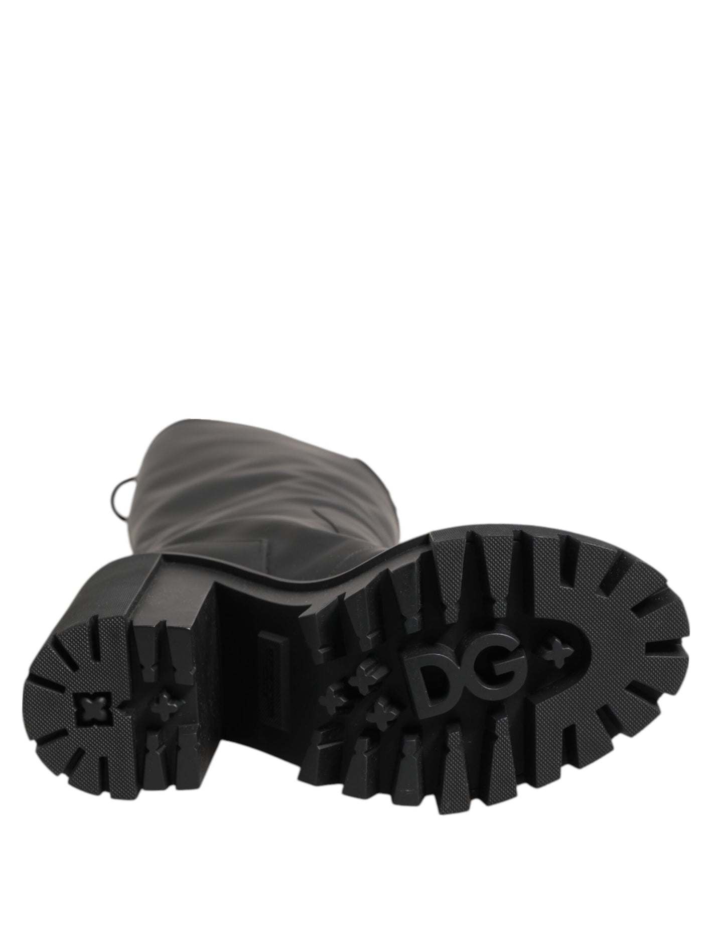 Black DG Logo Trekking Knee High Boots Shoes