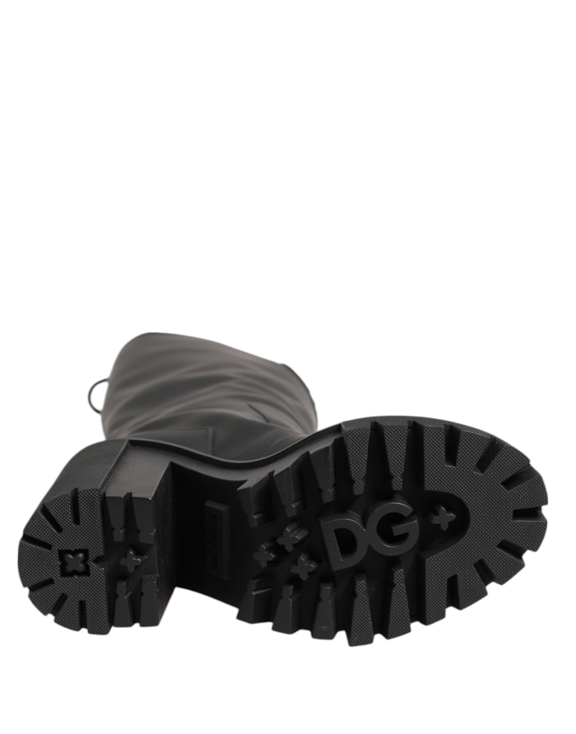 Black DG Logo Trekking Knee High Boots Shoes