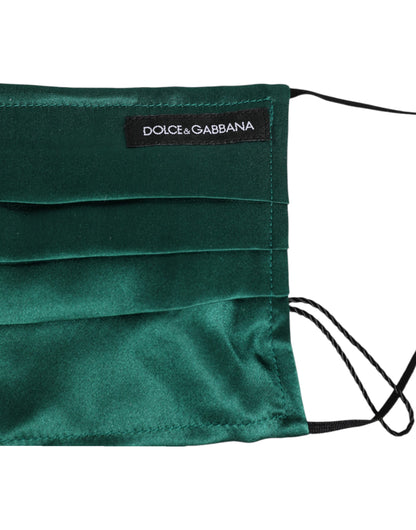 Green Silk Pleated Elastic Ear Strap Face Mask