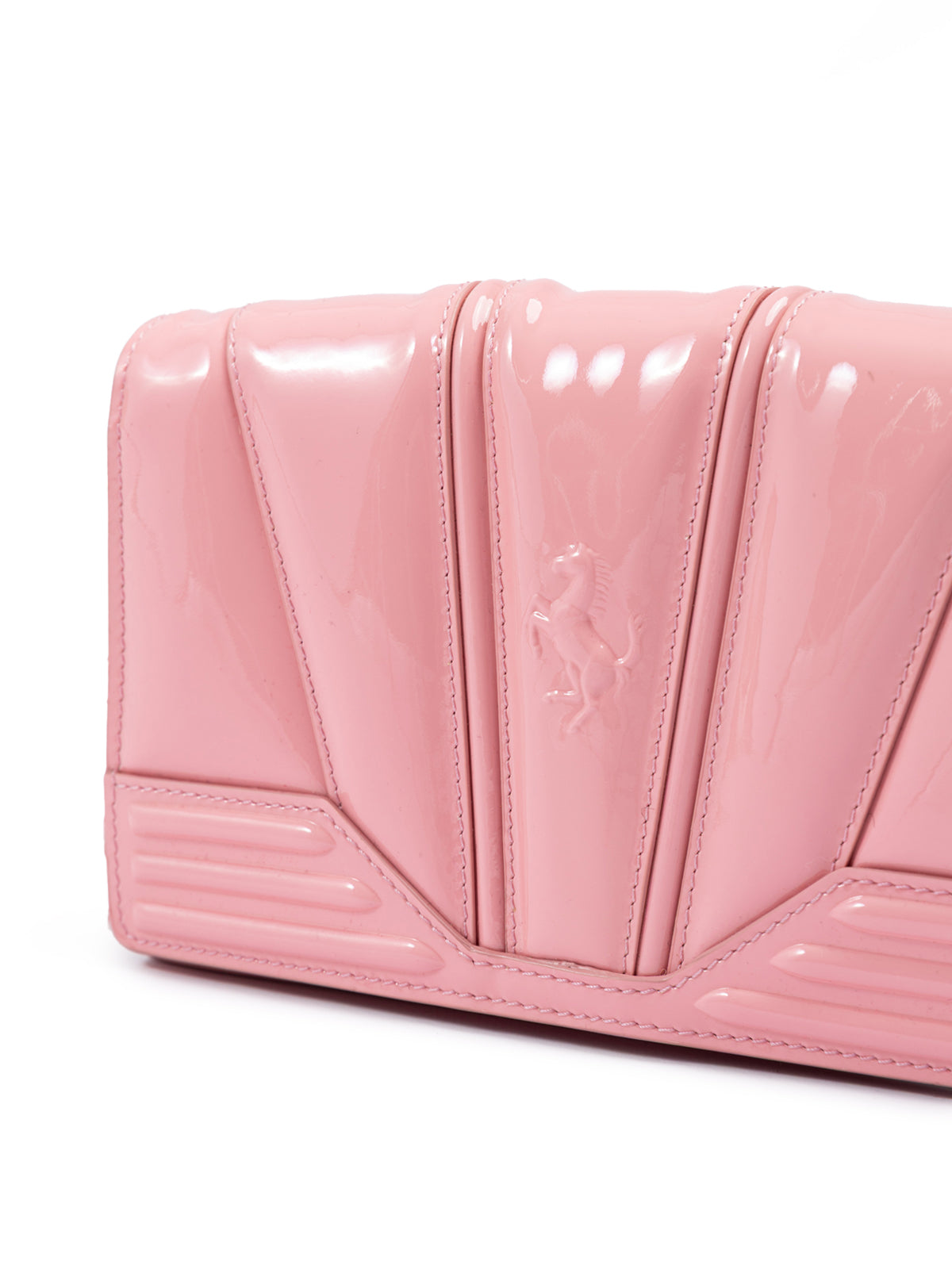 Pink GT patent leather bag with chain