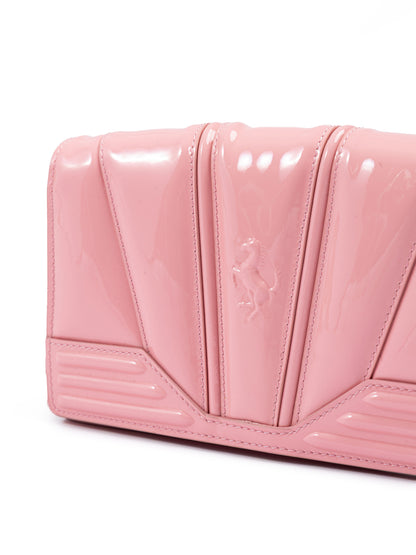 Pink GT patent leather bag with chain