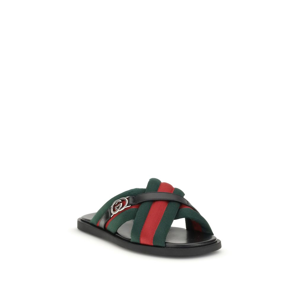 Web Sandals with Interlocking GG