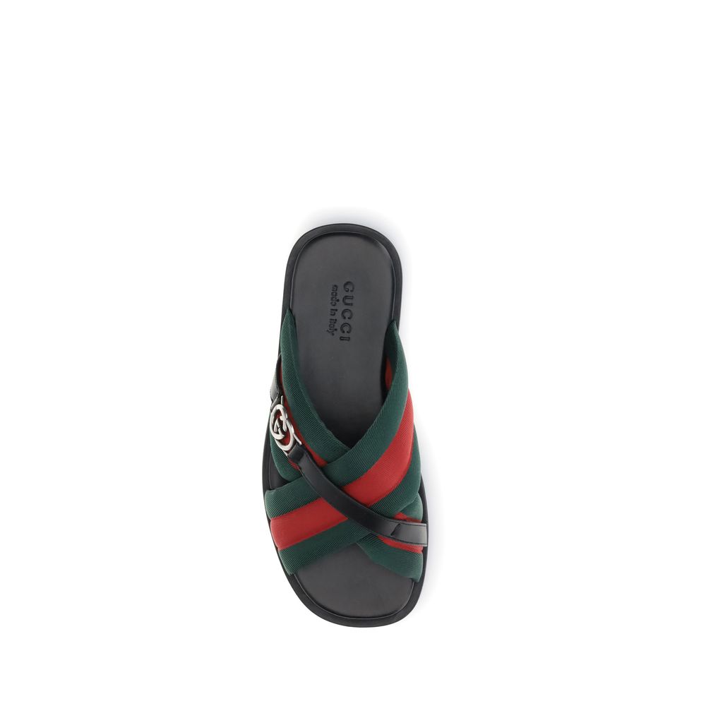 Web Sandals with Interlocking GG