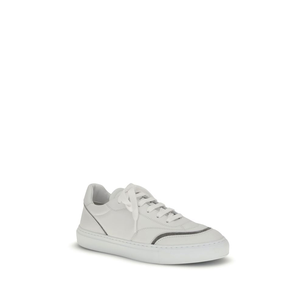 Leather Sneakers with Shiny Details