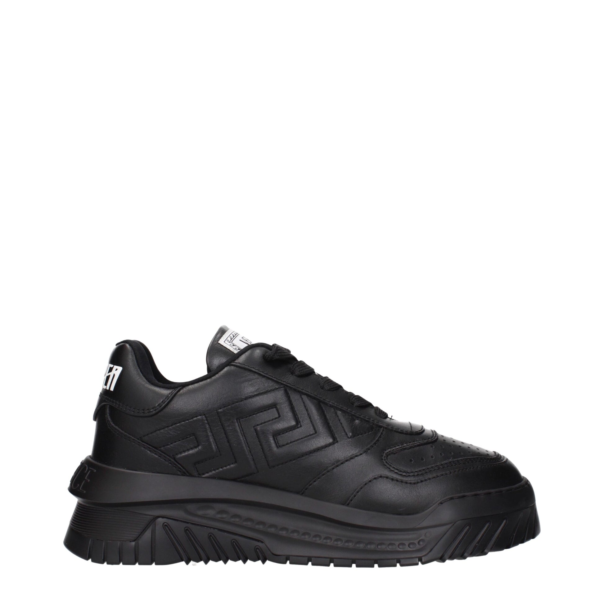 Black Leather Chunky Sneakers